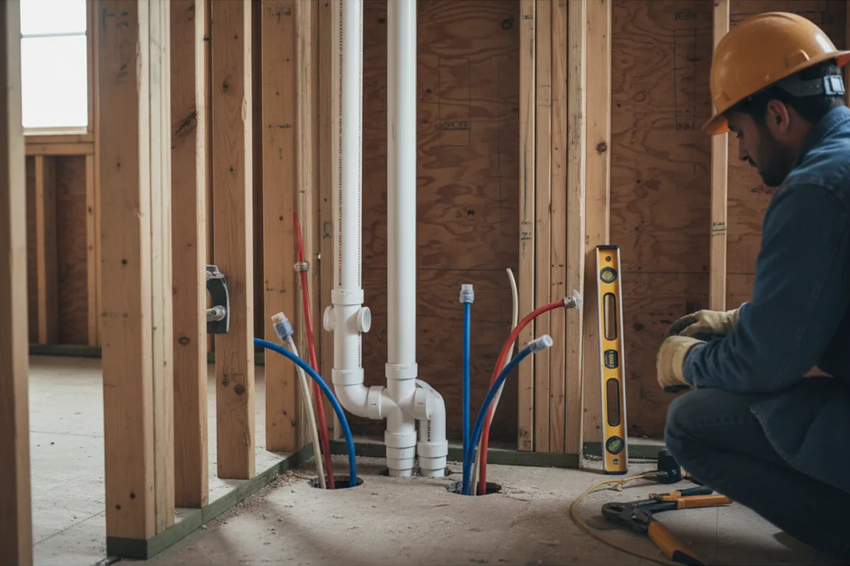 Drain and supply rough-in during Drain Cleaning in Fairmont