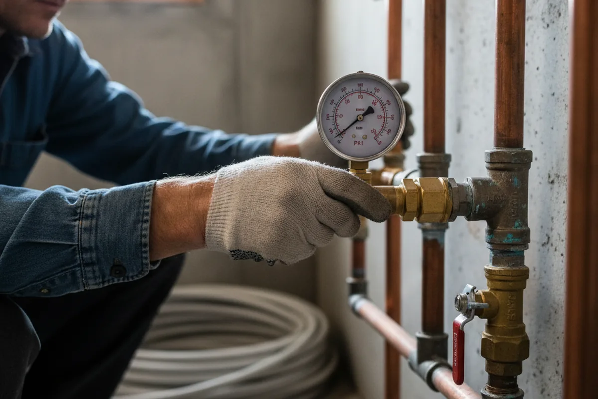 Pressure testing a repaired line during Water Line Repair in Fairmont